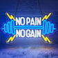 No Pain No Gain Neon Sign for Gym Wall Decor,Led Sign,Neon Lights for Bedroom,Motivational LED Light Up Sign for Home Fitness Room,Garage,Workout,Man Cave,Blue & Yellow Barbell Neon Light