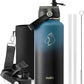 BUZIO Water Bottle with Straw Lid and Flex Cap, 32oz Modern Double Vacuum Stainless Steel Water Flask, Cold for 48 Hrs Hot for 24 Hrs Simple Thermo Canteen Mug, Indigo Black