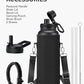 40oz Insulated Water Bottle,Stainless Steel Vacuum Water Bottle, BPA-Free & Leakproof -with Paracord Handle,Strap,Straw Spout Lids,Large Water Jug for Gym Sports
