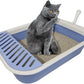 Senior Cat Litter Boxes, Collapsible Open Low Entry Cat Litter Pan with Scoop Travel Kitty Potty Pan Foldable Pet Toilet for Sick Disabled Older Elderly Cats 20.9x15.7x5.7 inch