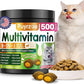 Cat Multivitamin - 500 Chews Crunchy & Creamy Cheese Core, Cat Vitamins + Taurine for 8-in-1 Support - Immune, Urinary, Heart, Skin & Coat, Eyes, Brain, Bone for Cats Kittens - Egg Yolk Flavor