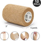 OK TAPE Self Adherent Cohesive Bandages Wrap - 12Packs, 3" x 5 Yards, Non-Woven Self Adhesive Bandage Wrap for Thumb, Finger, Wrist, Ankle, Vet Wrap Bandages Tape (Beige)