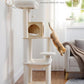PETEPELA Wood Cat Tree for Indoor Cats Multi-Level Tower with Sisal Covered Scratching Posts, Cozy Condo, Super Large Hammock and Plush Perches Faux Rabbit Milk Fur Beige Rabbit Fur Wood Beige