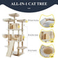 Allewie 68 Inches Cat Tree/House and Towers for Big Feline/Scratching Post/Multi-Level Large Kitty Climbing Tree with Condo/Beige