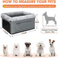 JOEJOY Deluxe Dog Booster Seat with Sturdy Metal Frame and Safety Leash for Small Pets up to 20 lbs - Portable Puppy Dog Car Seat with Thick Cushion and Storage Pockets for Small Dogs