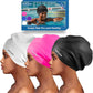 3 Pack Extra Large Swim Cap for Braids & Dreadlocks - Waterproof Silicone Swim Hat for Women with Long Thick Hair, Protective Swim Cap Cover Ears for Swimming, Shower, Bathing