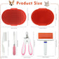 Cat Grooming Kit Set with Pet Shedding Slicker Brush Nail Clipper Trimmer Pet Massage Bath Glove Flea Comb for Bunny Puppy Kitten Guinea Pig Chinchilla Ferret Small Animals (Red, Pink)
