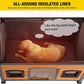 Aivituvin Dog House with Insulated Liner Anti-Chewing Metal Frame Design Insulated Wooden Dog Kennel with Unique Design Roof, Weatherproof Dog House for Outdoor Indoor