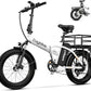 Foldable Electric Bike for Adults, 30+MPH, 48V 20Ah Removable Lithium Battery up to 80Miles, 20" Fat Tire 1000W Peak Motor Dirt Ebike Adult Electric Bicycle for Commute Beach Mountain E Bike