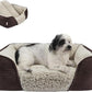 Miguel Washable Dog & Cat Bed with Removable Cushion for Medium & Small Dogs, Easy to Wash Pet Sofa Bed with Side Bolster, Dark Brown 25 Inch