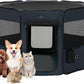 PETSFIT 45.5" Dog Playpen with Dual Zipper Doors –Sturdy Foldable Pet Playpen for Large & Medium Dogs with Removable Mesh Top and Leakproof Bottom