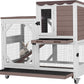 GUTINNEEN Rabbit Hutch Indoor Outdoor 2 Story Bunny House on Wheels Wood Rabbit Cage with 2 Pull Out Trays Guinea Pig Cage