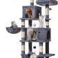 Taoqimiao Large Cat Tree，73-Inch Cat Tree Tower with 9 Scratching Posts for Indoor Cats, 2 Large Cat Condo with Hammock, Hanging Basket, 2 Extended Platform, Smoky Gray MS013XLG