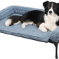 Veehoo Cooling Elevated Dog Bed Add Removable Deluxe Rose Plush Bolster Cushion Mat, 41" x 27" Washable Dog Couch Bed, Raised Pet Cot with Breathable Teslin Mesh, No-Slip Feet, Haze Blue, CWC2439B