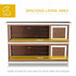 PawHut 54" 2-Story Large Rabbit Hutch Bunny Cage Wooden Pet House Small Animal Habitat with Lockable Doors, No Leak Tray and Waterproof Roof for Rabbits, Chickens, Ducks, Outdoor/Indoor Brown