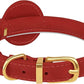 OOPSDOGGY Rolled Leather Dog Collar with Airtag Holder - Reflective Round Airtag Dog Collar - Soft Tracking Pet Collar for Small Dogs Puppy Cats Kitten (Red, S, 10"-13")