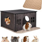 Wooden Guinea Pig House with Windows,Hamster Hideout, Large Size Suitable for Two Guinea Pig Hideout, Ventilated Wood Habitats Decor for Chinchilla, Hamster Mice Gerbils Mouse