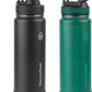 ThermoFlask 24 oz Double Wall Vacuum Insulated Stainless Steel 2-Pack of Water Bottles, Black/Malachite