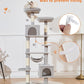 Taoqimiao Cat Tree, 68-Inch Cat Tree Cat Tower for Indoor Cats, Plush Multi-Level Cat Condo with 6 Scratching Posts, 2 Perches, 2 Caves,Hammock, 3 Pompoms,MS020SW Light Gray