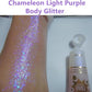 Go Ho Chameleon Light Purple Body Glitter Gel,Color Changing Light Purple Face Glitter,Holographic Fine Chunky Sequins Glitters,Reflective Sparkly Festival Rave Accessories