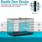 FDW Dog Crate for Small Dogs 24 Inch Folding Metal WirePet Cage Double Door W/Divider Panel Indoor Outdoor Kennel Leak-Proof Plastic Tray,Black
