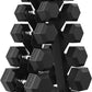 Hex Dumbbell Sets with Rack, 60-550 lb Rubber Encased Exercise & Fitness Dumbbells Set with Rack Option, Hand Weight for Strength Training, Weight Dumbbells