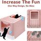 Foldable Cat Litter Box with Lid, Enclosed Potty, Large Top Entry Anti-Splashing Toilet, Easy to Clean Including Litter Scoop and 2-in-1 Cleaning Brush (Pink)