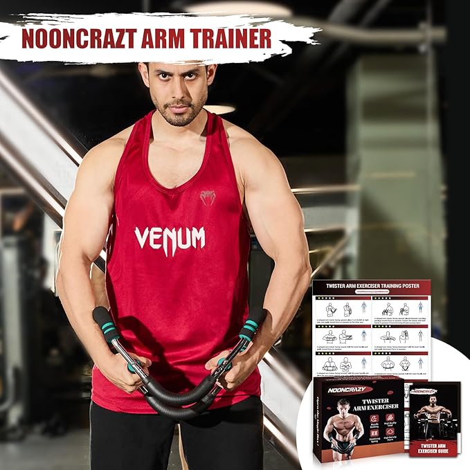 Twister Arm Trainer, Adjustable Twister Arm Chest Exerciser with 4 Spring & Training Poster for Men & Women, Detachable Power Twister Home Fitness Equipment for Enhancing Upper Body Muscle