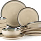 GBHOME Ceramic Dinnerware Sets for 4, 12 Pieces Stoneware Plates and Bowls Sets, Scratch Resistant Dishes, Dishwasher & Microwave Safe, Reactive Glaze-Gravel