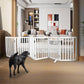 ZJSF Freestanding Indoor Dog Gate for House Foldable Wood White Puppy Gate for Doorways Pet Gate for Stairs Extra Wide Pet Fence 24" Height 6 Panels