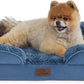 Bedsure Orthopedic Dog Beds for Small Dogs - Washable Small Dog Cat Bed Waterproof, Comfort Pet Couch Sofa with Washable Removable Cover, Pets Bed with Nonskid Bottom, Plush-Blue, 24"