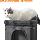 Amazon Basics 30 inch 2 Story Condo Cat Tree with Scratching Posts for Indoor Cats up to 16 lbs, Activity Center with Cozy Perch, Replaceable Hanging Pompom, Dark Gray