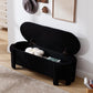 Kmax 50" Storage Ottoman Bench Modern Faux Fur Boucle Entryway Bench Comfy Upholstered End of Bed Bench for Hallway Entrance Bedroom Corner, Black