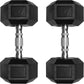 RitFit 5-650 LBS PVC Encased Hex Dumbbell Sets with Optional Rack for Home Gym, Hand weight with Chrome Handle for Strength Training, Workouts
