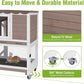 Wooden Rabbit Hutch with Two Story, Bunny Cage with Leak-Proof Trays, and Chew-Proof Ramp, Guinea Pig Cage with Wheels, Suitable for Indoor/Outdoor Use (Brown)