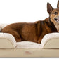 TOWN & COUNTRY EVERYDAY CuddleTown Comfy Solid Bolster Sofa Pet Bed, Supportive & Calming Egg Crate Foam, Non-Slip Bottom, Machine Washable Cover, Beige, Large 35"x25"x8"