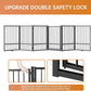 Full Metal Freestanding Dog Gate with Door, 32''Height Foldable Pet Dog Fence for Indoor & Outdoor, 6 Panels Extra Wide Free Standing TallDog Gates for Doorways,House,Stairs,Porch,Deck,Yard