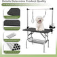 VFK 36" Dog Grooming Table,Foldable Pet Grooming Table for Dogs at Home Black Stainless Steel Bath Grooming Station with Adjustable Arm,Nooses, Mesh Tray,Tool Organizer