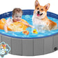 YSJILIDE Portable Dog Pool PVC Pet Swimming Bathtub Collapsible Hard Plastic Pool for Pets to Swim and Bath (L-48"x 12" Dark Grey)