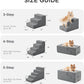 Made4Pets Dog Stairs for High Bed, Extra Wide Pet Stairs for Bed Couch Sofa, 35D Foam Pet Steps for Small Dogs and Cats, Non-Slip Bottom Dog Steps, Grey, 5 Steps