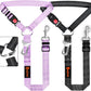 Removable Dog Seat Belt Harness for Car, 3 in 1 Pet Dog Car Seatbelt Leash, Retractable Restraint Secures to Vehicle Headrest & Adjustable Reflective Bungee Dog Seatbelt Tether, Purple and Black