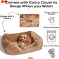 FUZI Luxury Dog Bed with Extra Cover for Small Dogs, Washable Pet Couch, Pet Bed with Sides, Non-Slip Bottom, Soft & Durable Calming Dog Bed, Faux Rabbit Fur, Small 25.1x16.75x9.5 Light Brown