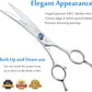 JASON 7" Curved Dog Grooming Scissors, Ergonomic Pets Cats Trimming Shears with Offset Handle and a Jewelled Screw for Right Handed Groomers, Sharp, Comfortable