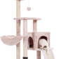 Heybly Cat Tree with Cat Self Groomer Brush, Cat Tower Condo for Indoor Cats with Padded Plush Perch, Cat House with Basket Scratching Board Post, Muchroom HCT005SMU