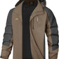 TEZO Mens Rain Jacket Waterproof with Hooded Hiking Coat Lightweight Windbreaker