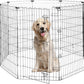 Foldable Dog Playpen 42" Height 8 Panels Metal Exercise Pen with Door - Indoor/Outdoor Dog Play Pen for Medium-Large Dogs, Portable Pet Fence for Yard Garden Camping, Black