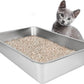 IKITCHEN Stainless Steel Cat Litter Box, Large Metal Litter Box for Cats, Never Absorbs Odors,Stain Free, Rustproof, Non Stick Smooth Surface, Anti-Slip Rubber Bottom, 19.5" L x 13.5" W x 4" H