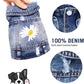 Dog Denim Jacket with Embroidered Daisy, Ripped Vintage Jean Vest for Small Dogs, Pugs, Chihuahuas, Spring Summer Autumn Festival Outfit