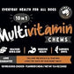 Multivitamin Dog Supplement – 10 in 1 with Omega Fish Oil & Glucosamine for Improved Joint & Skin Support, Gut, Digestion & Immune Everyday Health (120 Chewable Treats)