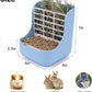 HERCOCCI PET Feeder and Water Bottle Set, Large Blue (500ml), Durable Hay Food Bin Feeder, Food Bowl, Gravity-Fed Water Dispenser for Rabbit, Guinea Pig, Chinchilla
